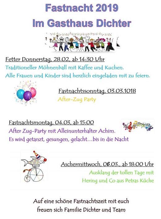 Fastnacht 2019 im Gasthaus Dichter in Gilzem